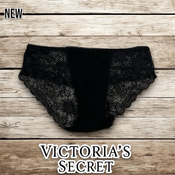NEW Victoria's Secret Black Lace Cheeky Panty - Picture 1 of 4